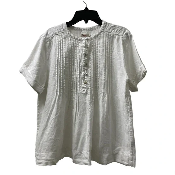 Faherty White Gemina Pintuck Linen Top - Picture 3 of 7